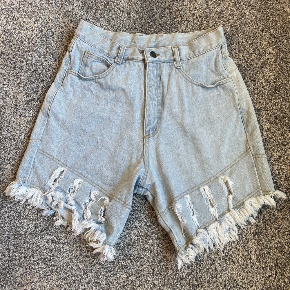 Vintage Women’s Lebon High Waisted Distressed Jean Shorts Size 15/16 runs Small